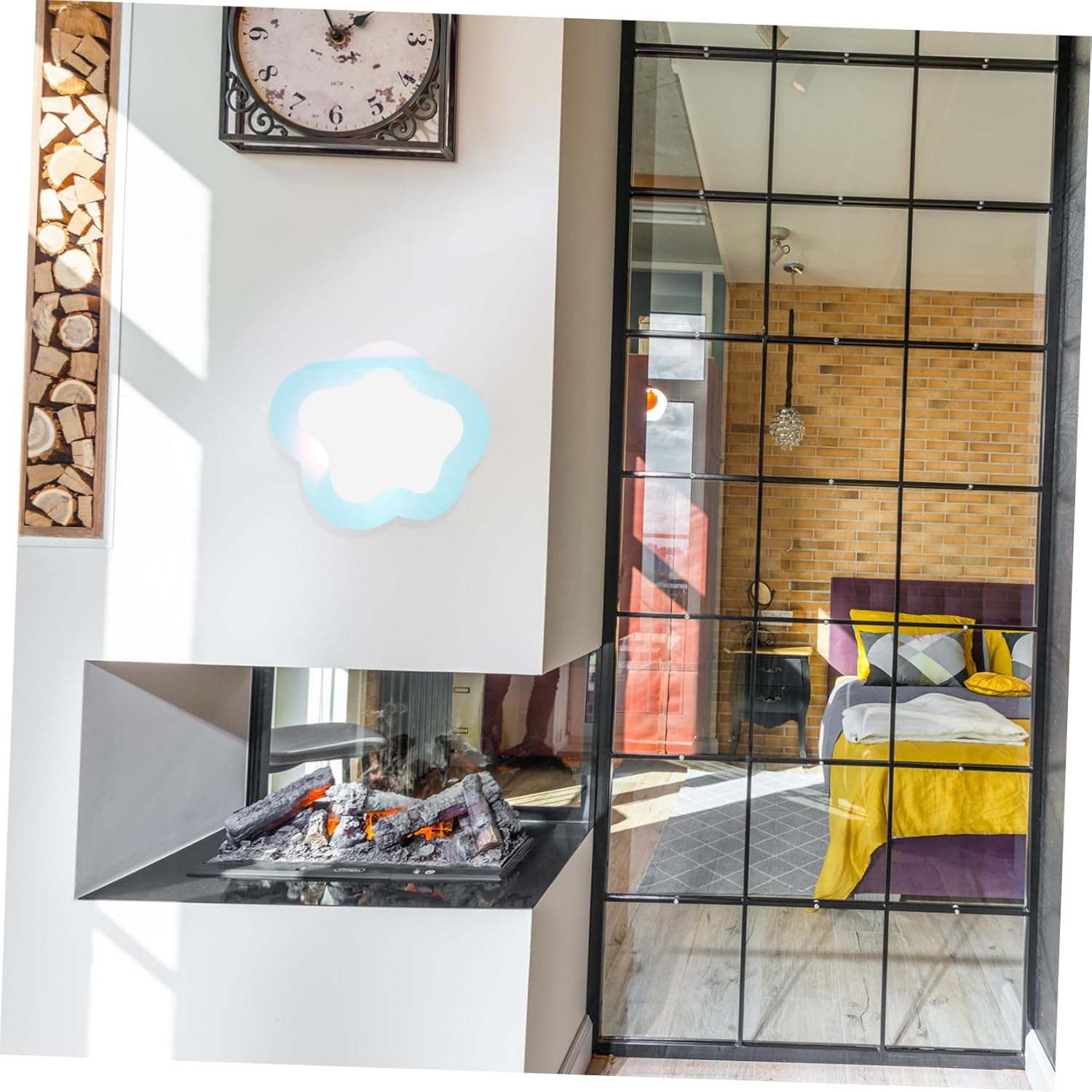 Unomor Cloud Shaped Wall Mirror with Colorful Waves