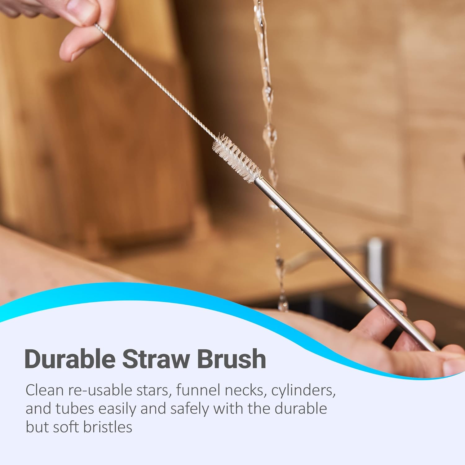 Andalus Brands 5-Piece Long Bottle Brush Set for Bottles Straws Lids