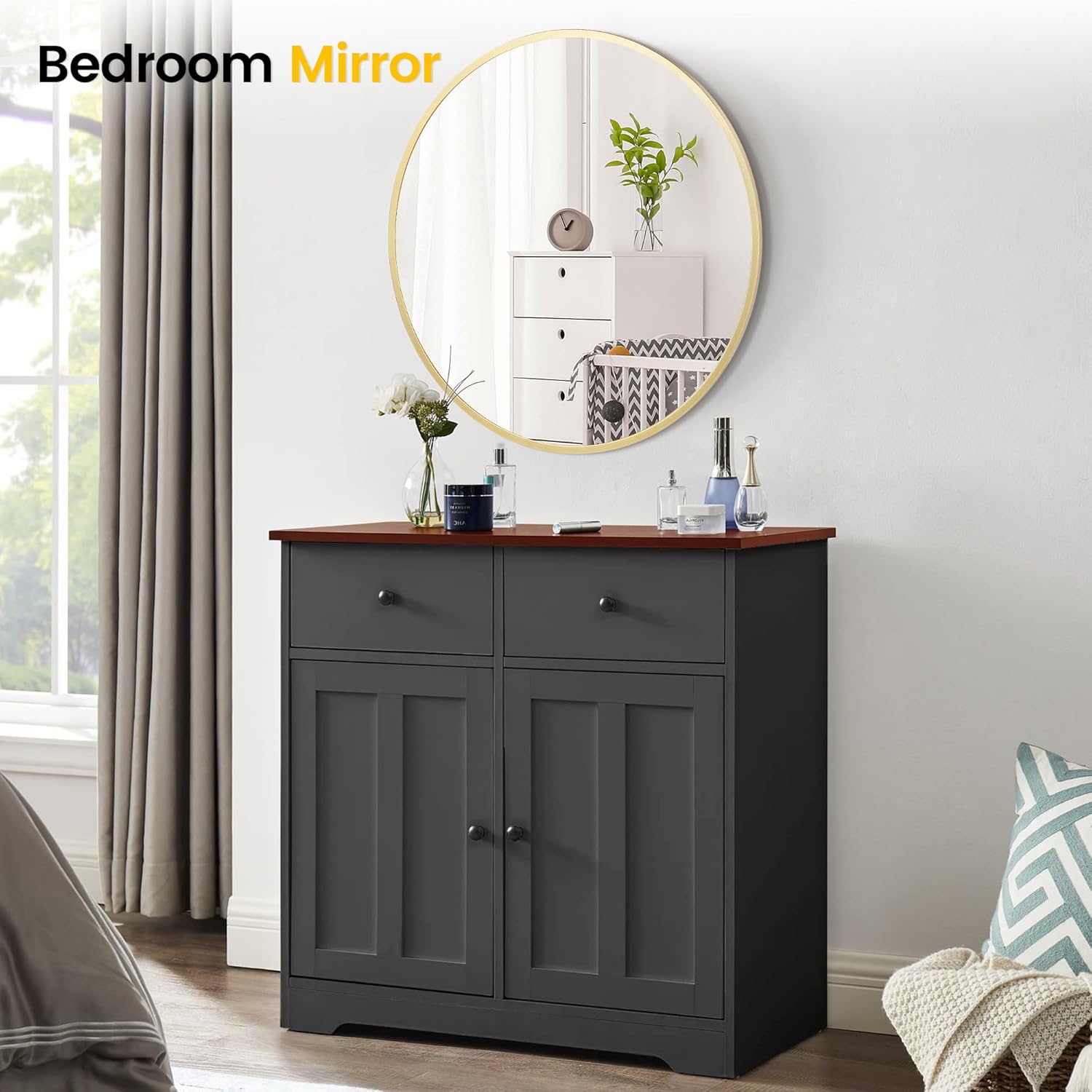 GAOMON 20 Inch Gold Circle Mirror for Home Decor