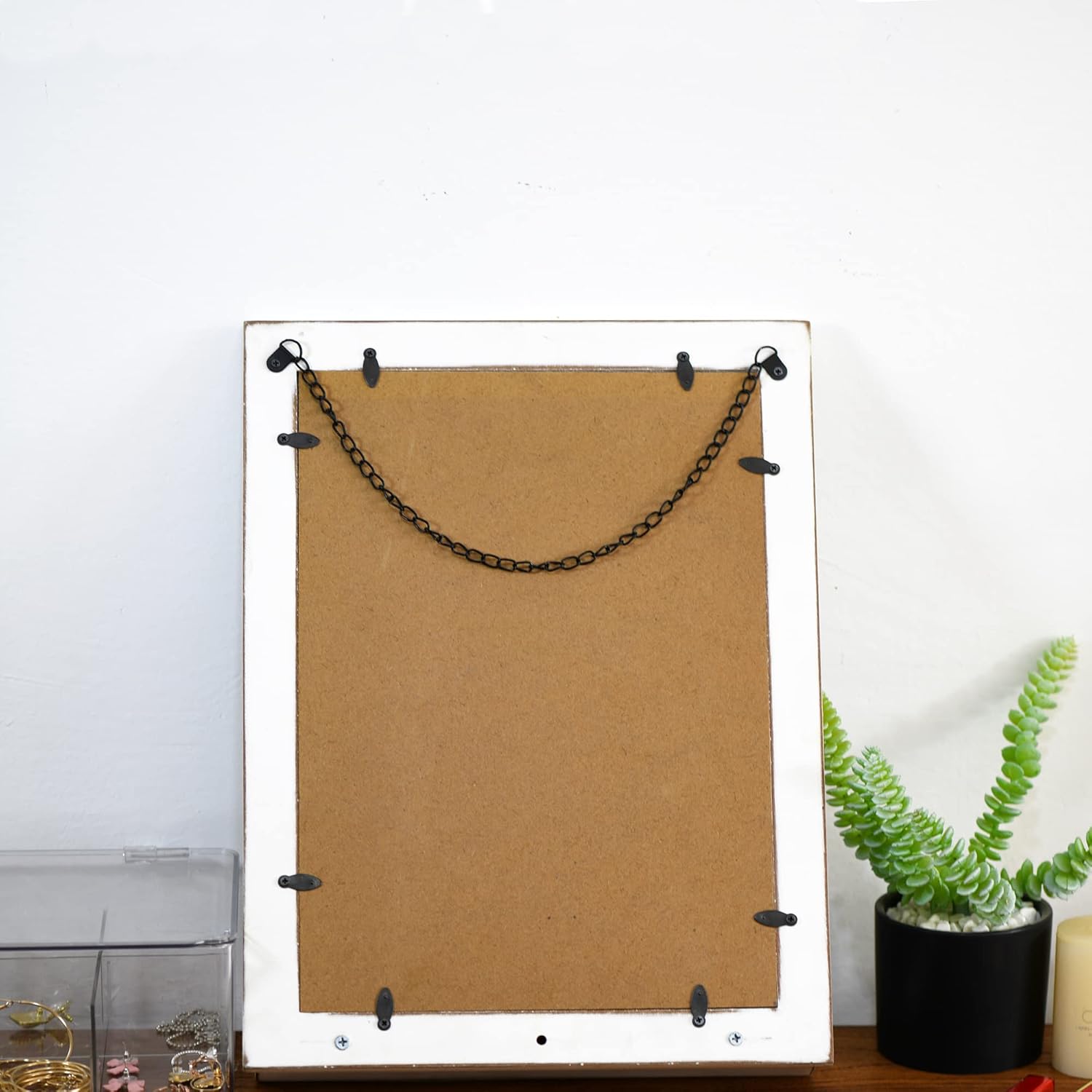 118 x 158 inch Vintage Wood Farmhouse Wall Mirror with Shelf