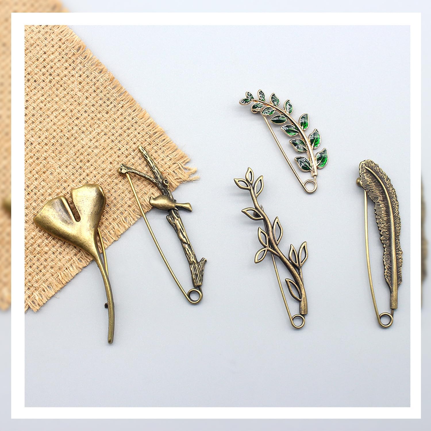 Benvo 5 Pcs Vintage Safety Pins for Jewelry and Crafting