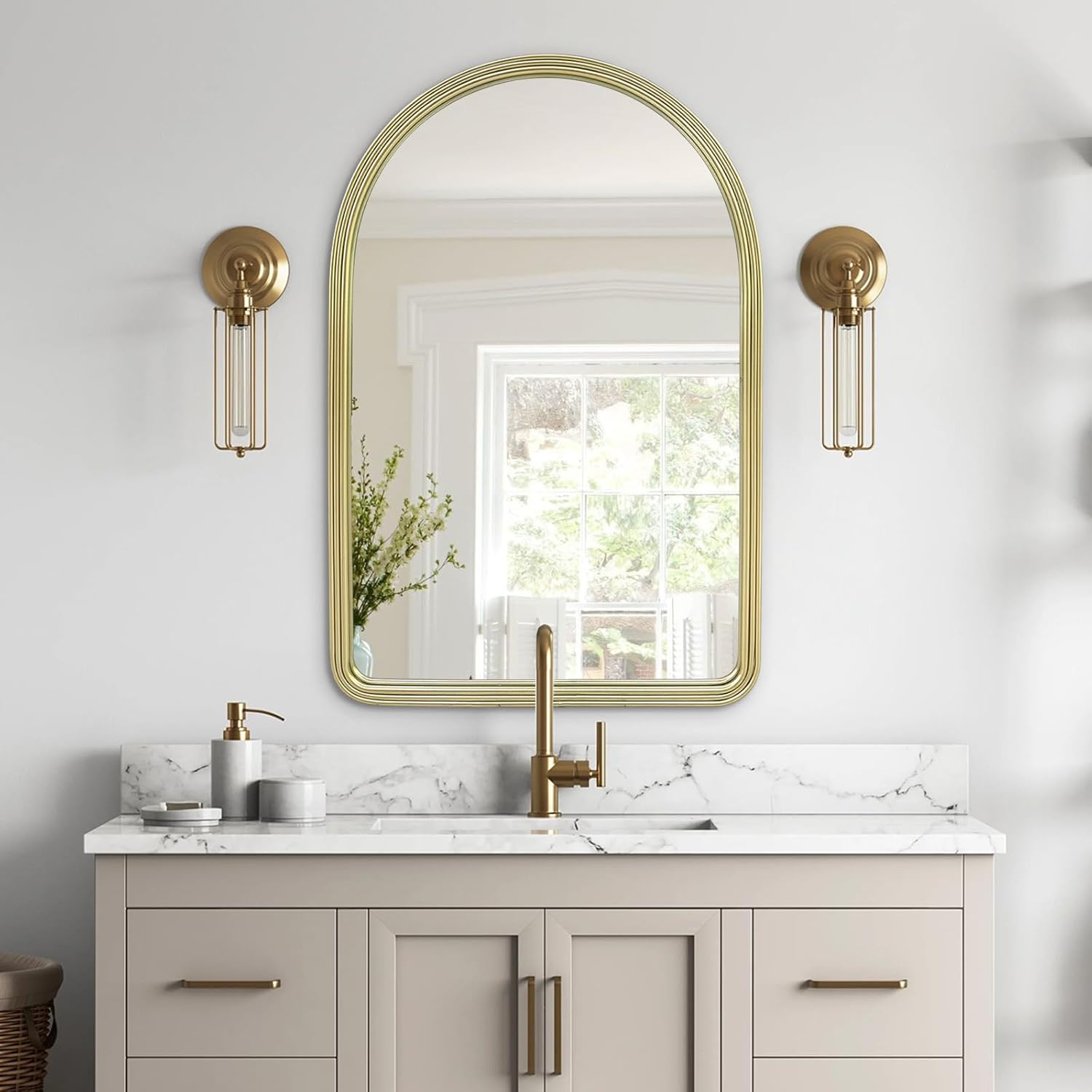 Gold Arched Mirror 20x30 Wall Decor for Bathroom Living Room