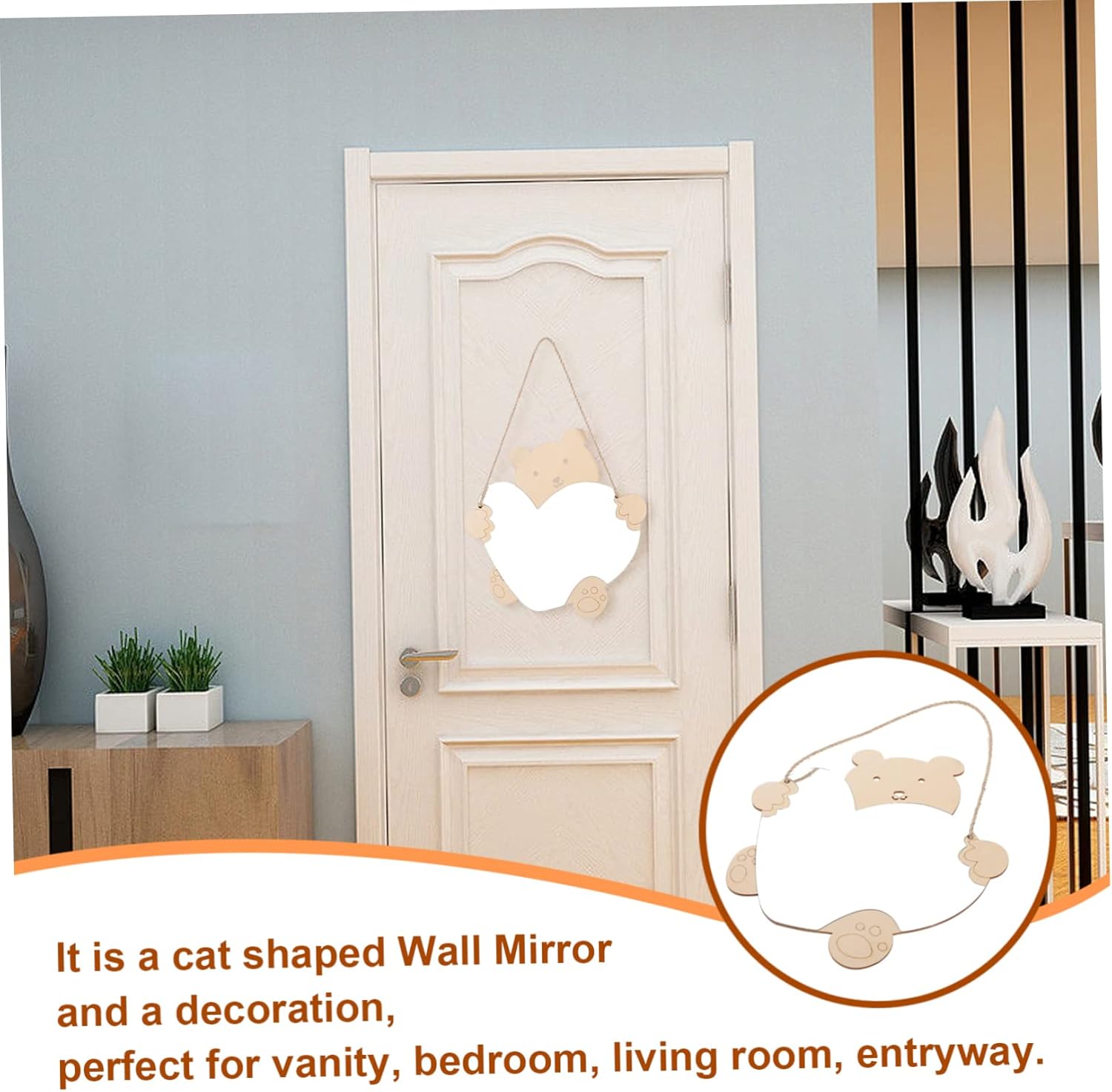 BESPORTBLE Wall Mirror with Bear Decor for Bathroom and Nursery