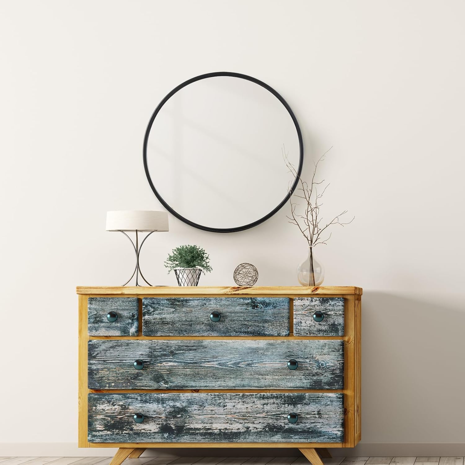 EMAISON 20 Inch Round Black Metal Frame Mirror for Bathroom and Home Dcor