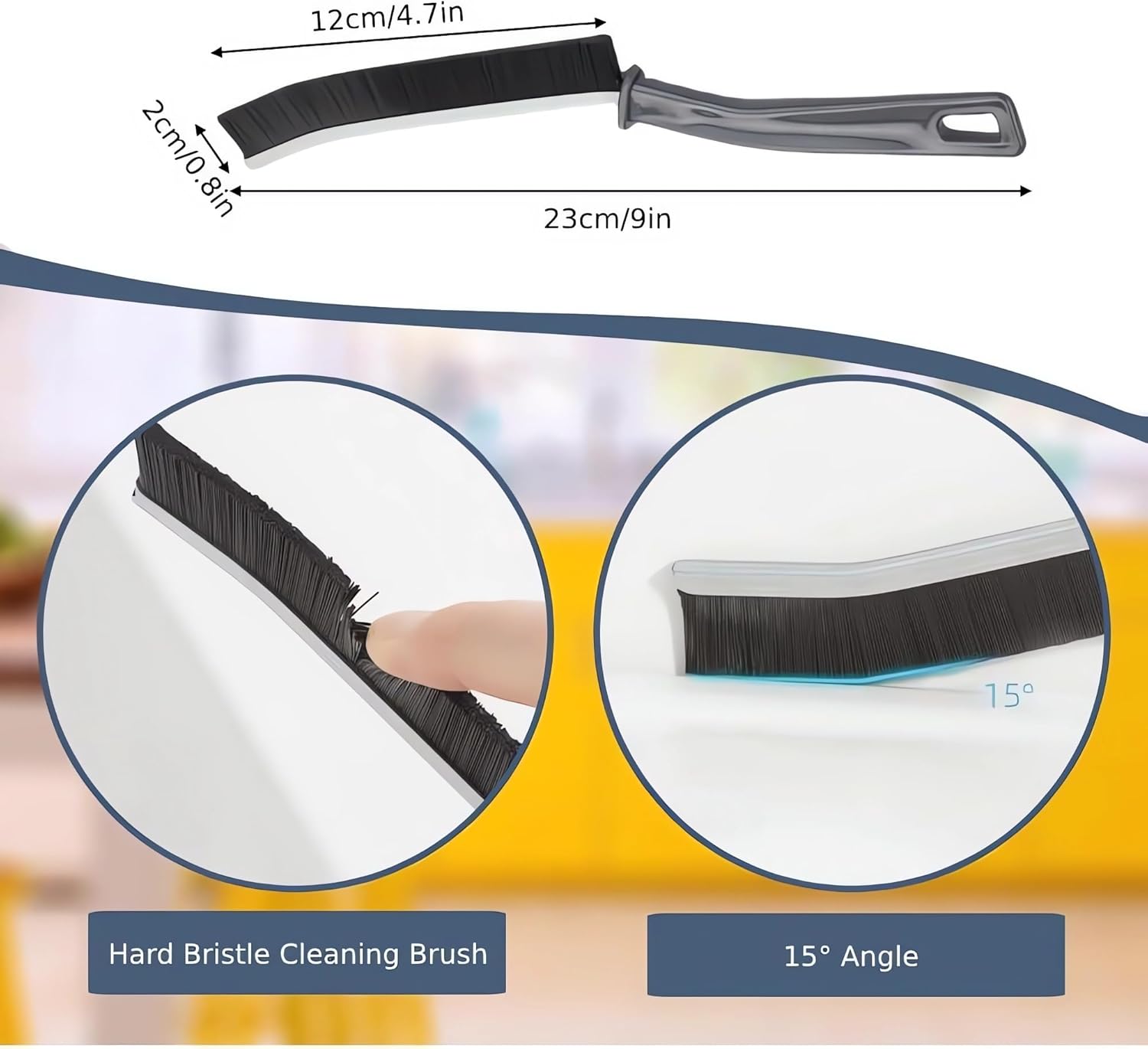 3 Pcs Crevice Cleaning Brush Set Hard Bristle Tool for Dead Corners