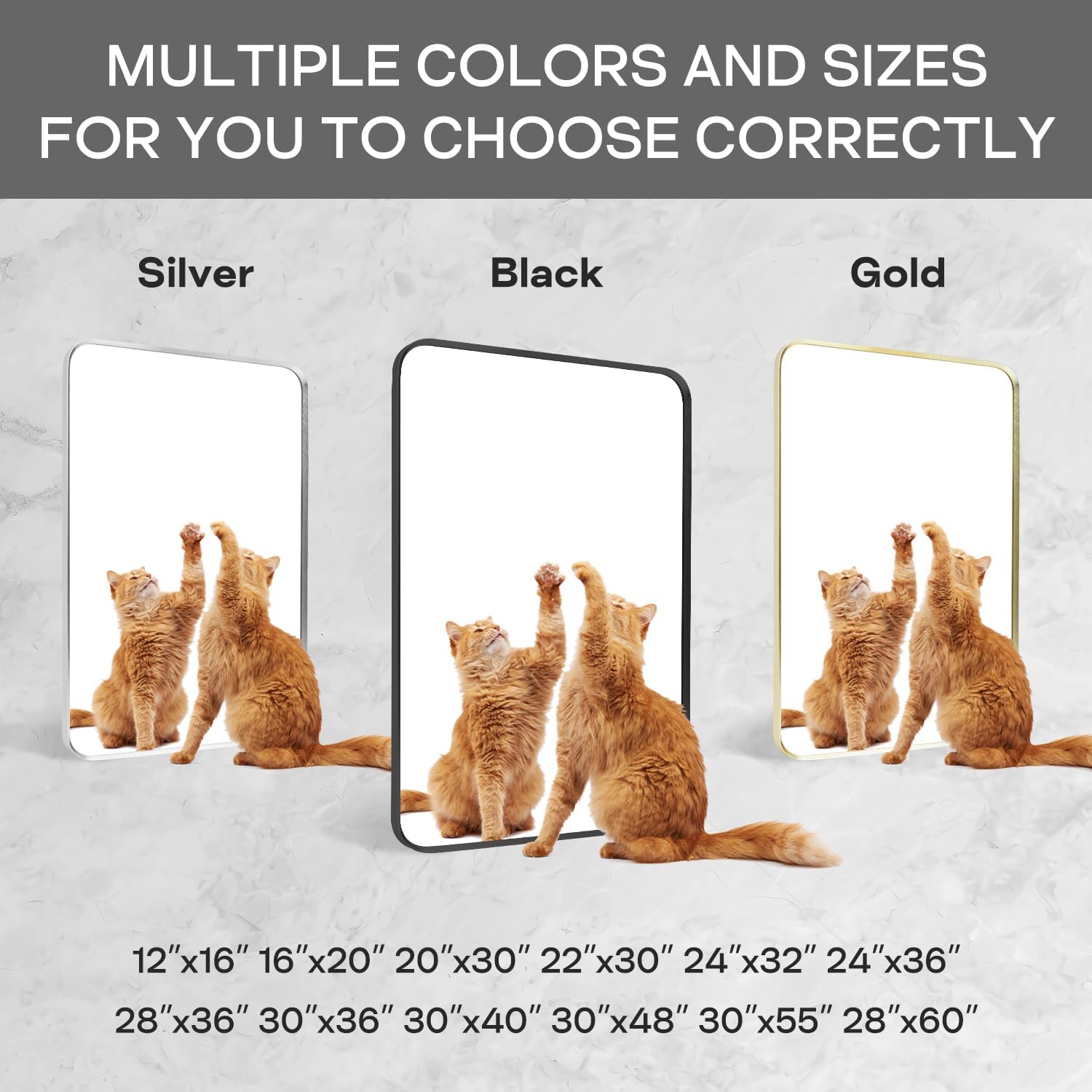 Minuover Wall Mount Mirror Brushed Gold Frame 30x40 Tempered Glass Vanity Mirror