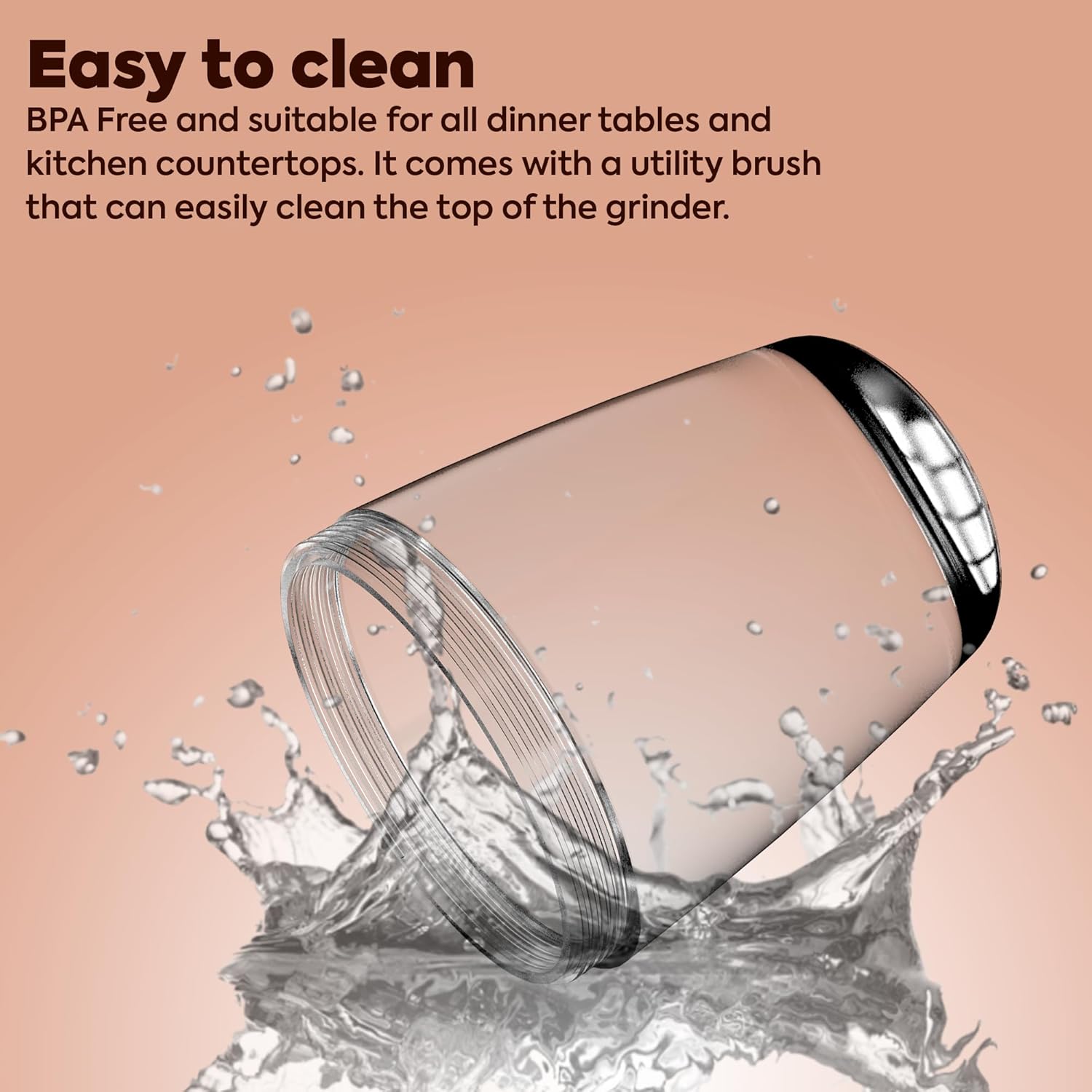 Electric Salt and Pepper Grinder Set of 2 - Stainless Steel with LED Light and Battery