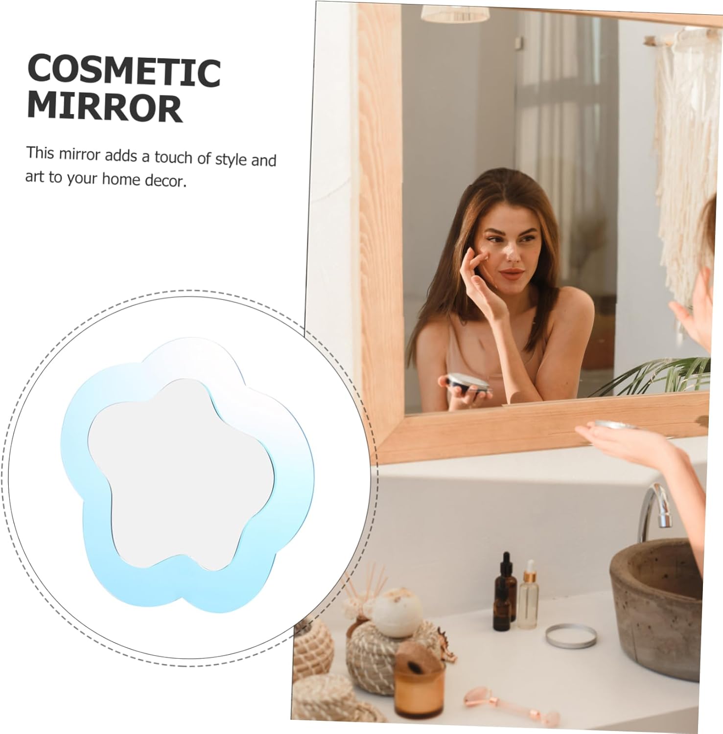 Unomor Cloud Shaped Wall Mirror with Colorful Waves