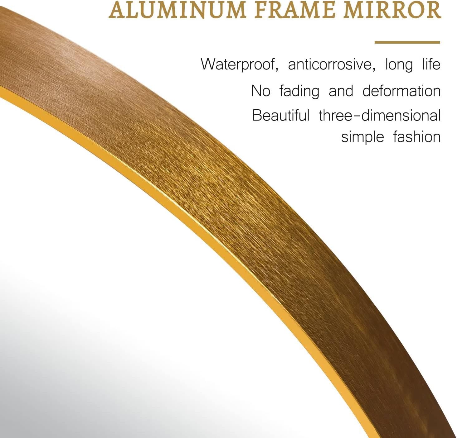 NeuType 24 Inch Round Wall Mirror with Aluminum Frame