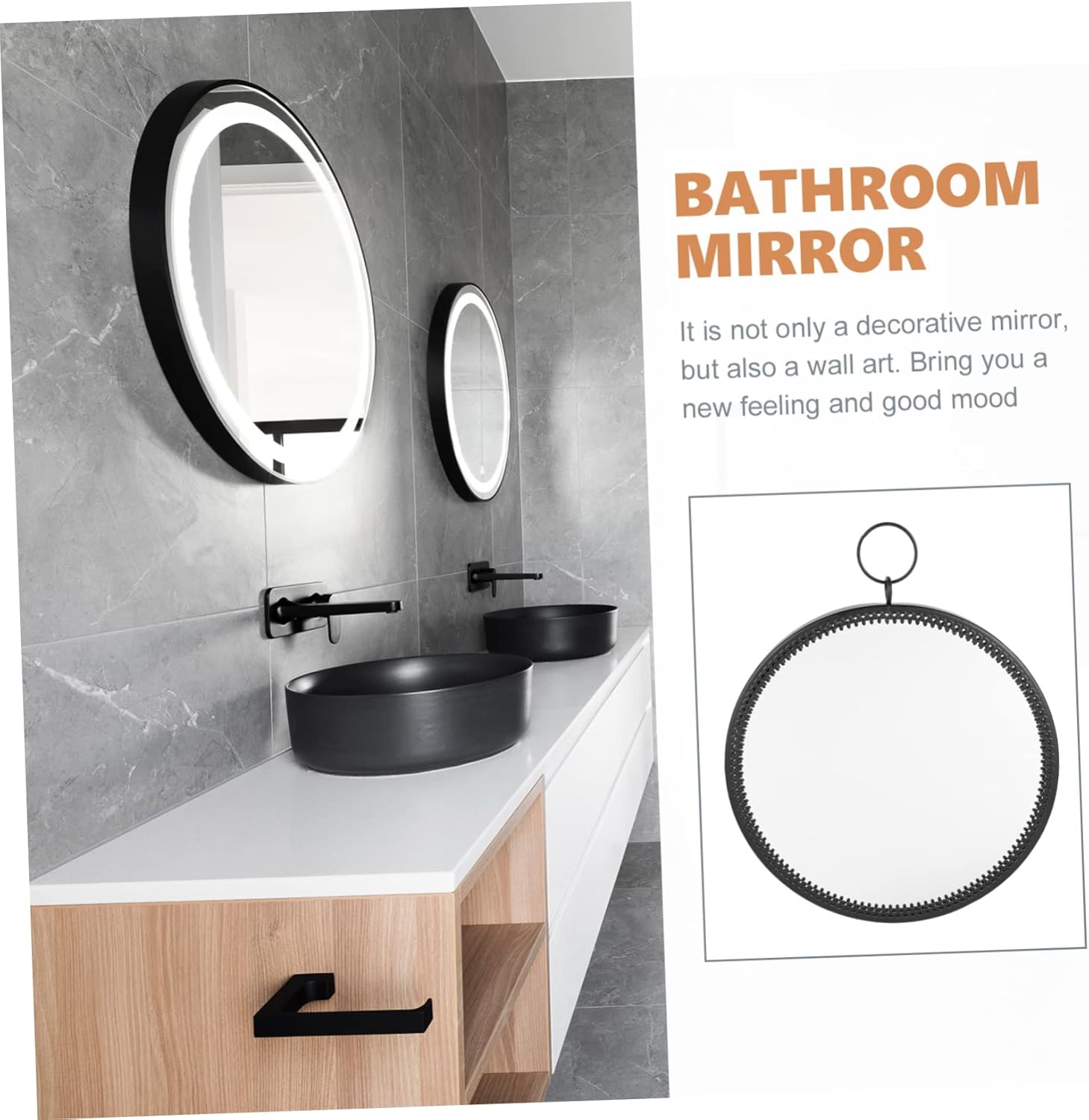 PRETYZOOM Minimalist Wall Hanging Mirror for Bathroom and Home Decor
