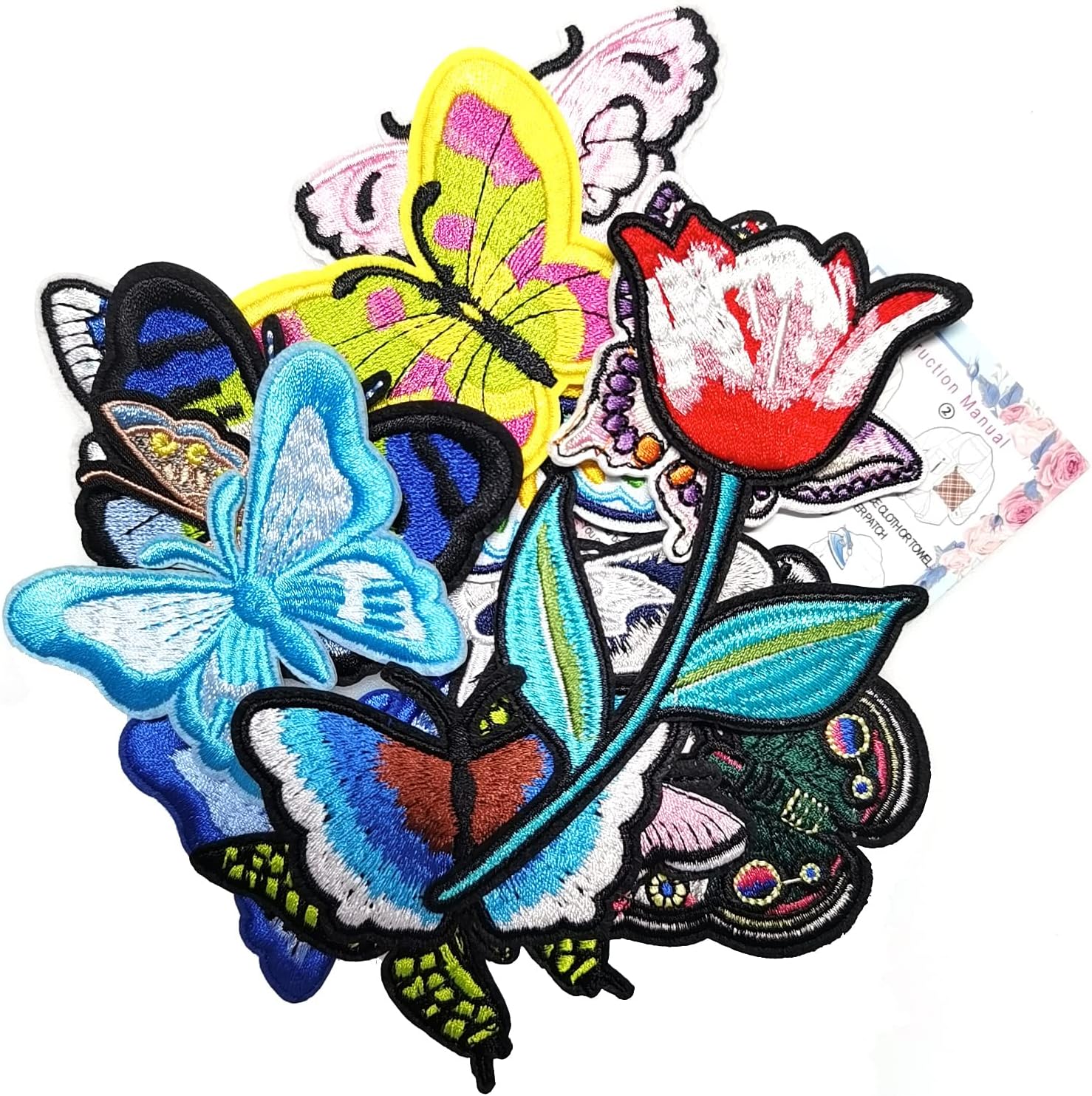 HinchJone 16 Pcs Embroidered Butterfly Applique Patches DIY Accessories for Clothes Bags Jeans