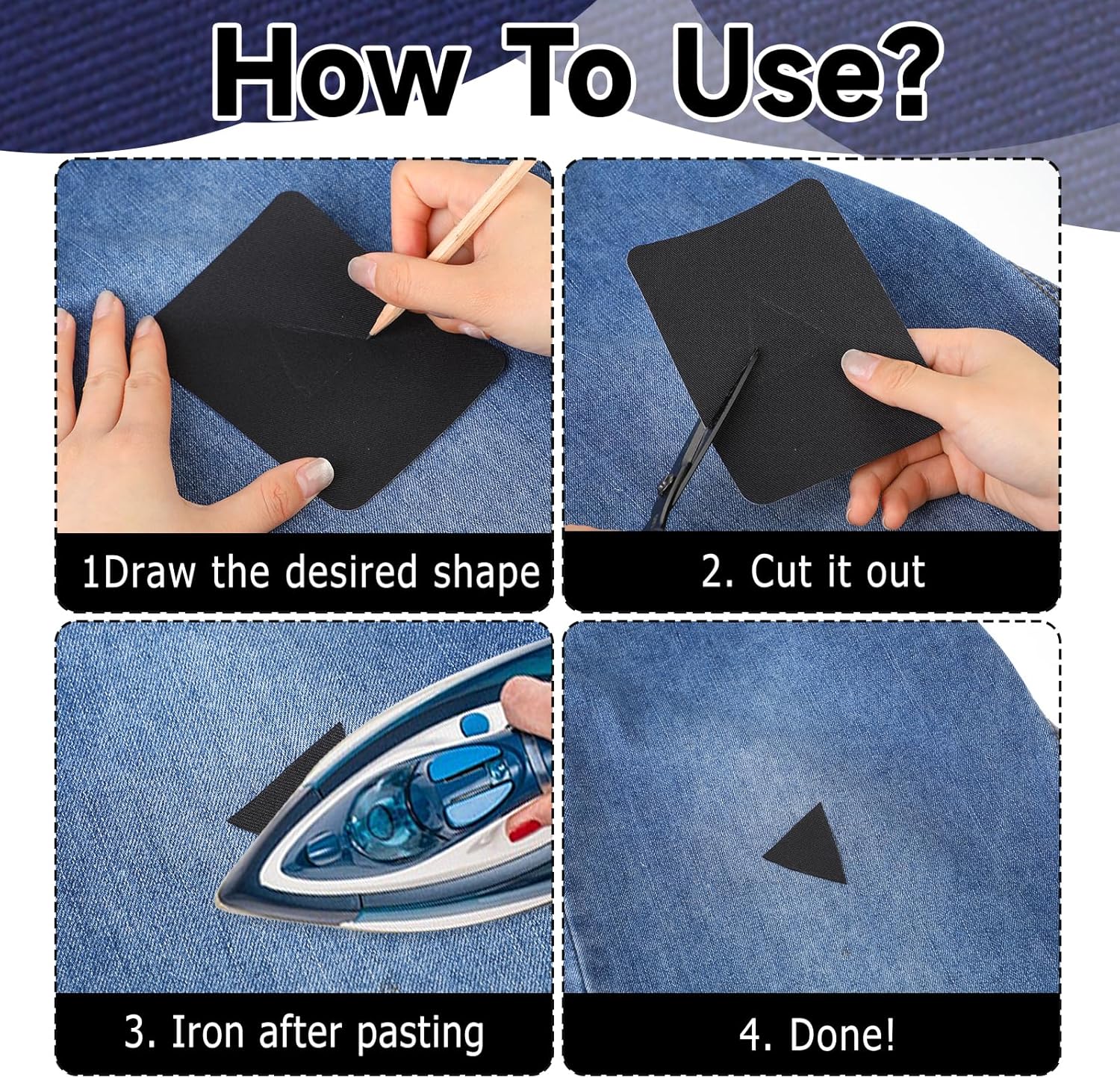 12 Pcs Premium Iron-on Patches for Denim Repair and Clothing Decor