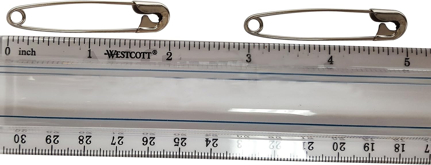 NiftyPlaza Extra Large 2 Safety Pins - 200 Pack Nickel Plated Rust Resistant