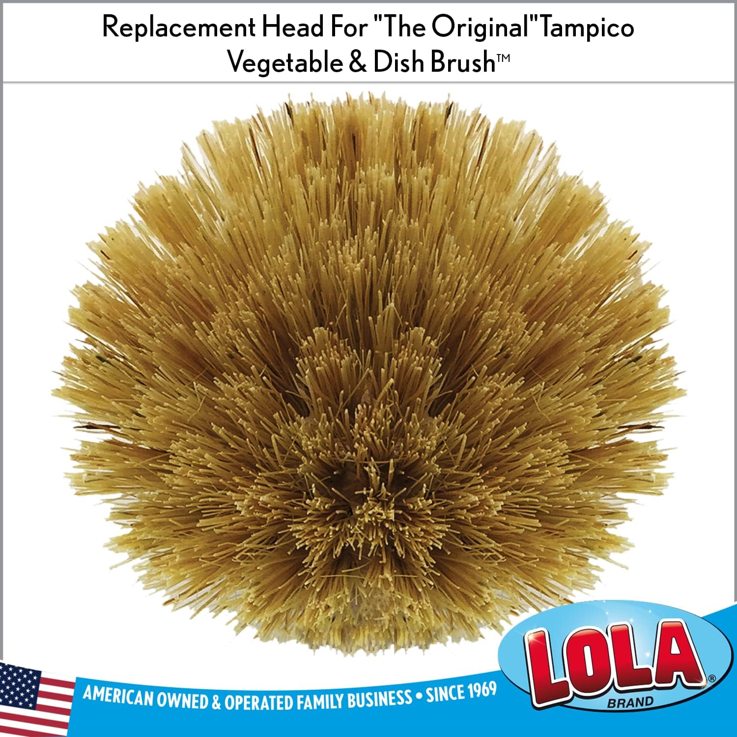 Lola Products Large Tampico Brush Head 3 Pack Eco-Friendly Birch Wood Reusable