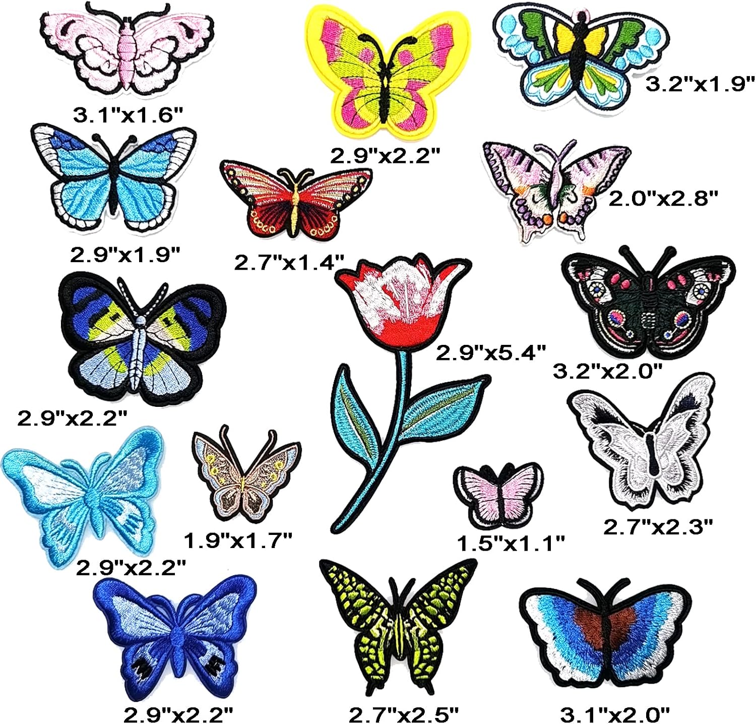 HinchJone 16 Pcs Embroidered Butterfly Applique Patches DIY Accessories for Clothes Bags Jeans