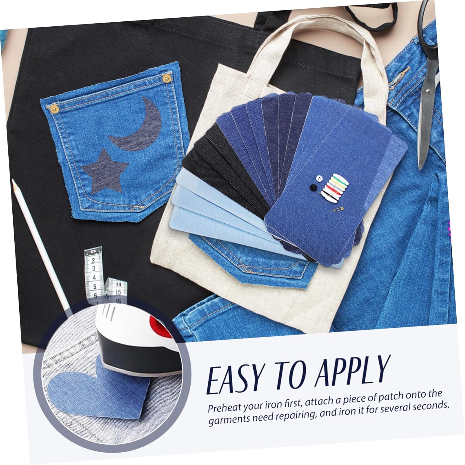 15 Pcs Iron-on Jeans Patches for Hole Repair and Fabric Decoration