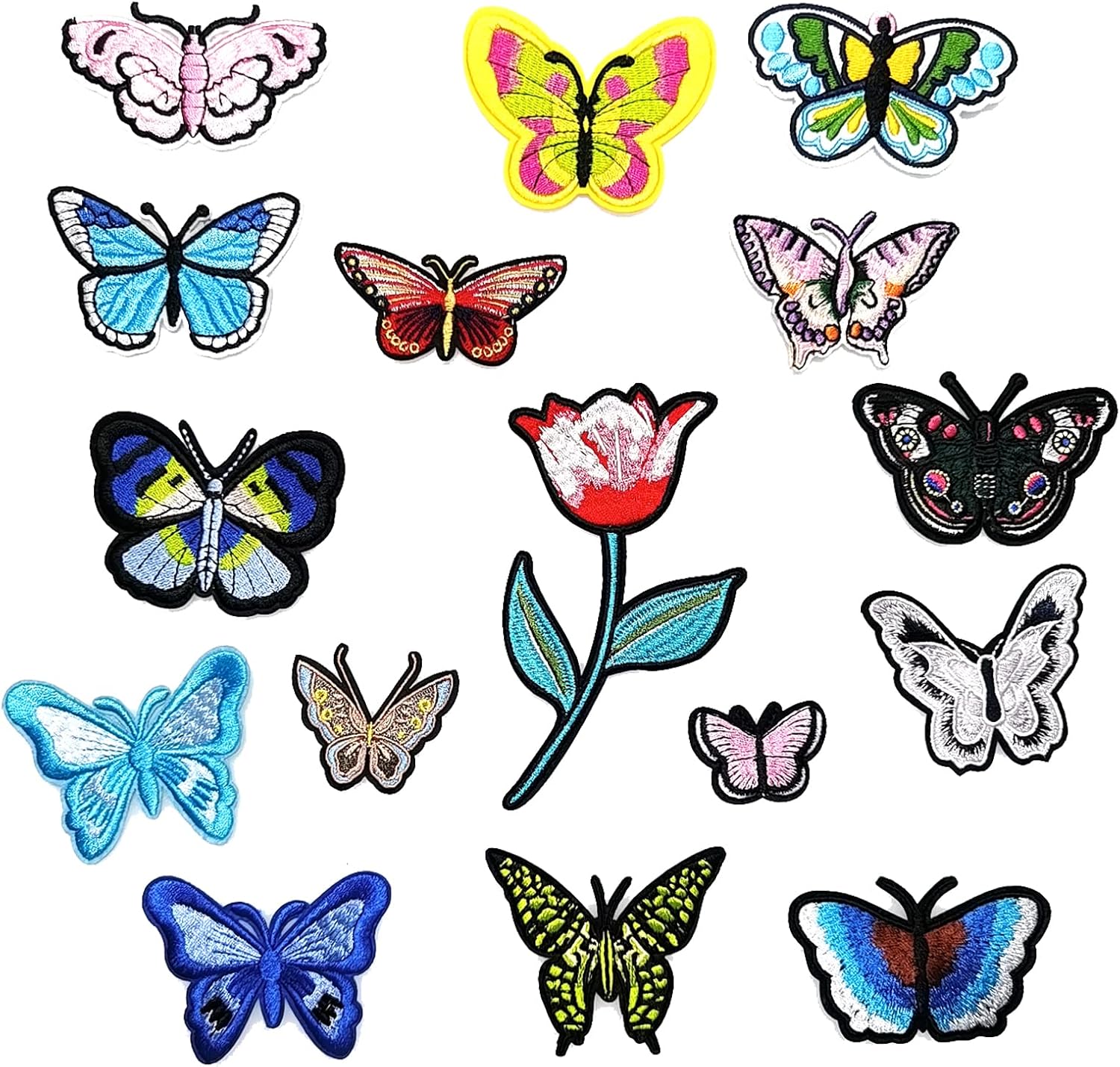 HinchJone 16 Pcs Embroidered Butterfly Applique Patches DIY Accessories for Clothes Bags Jeans